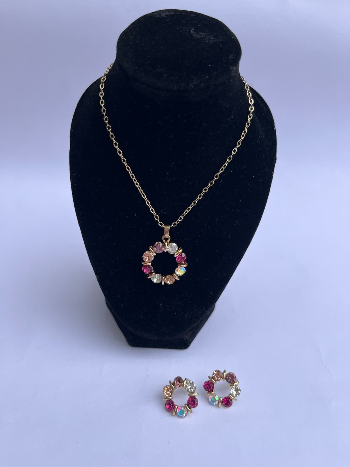 Multicolor Crystal Necklace & Earring Set
