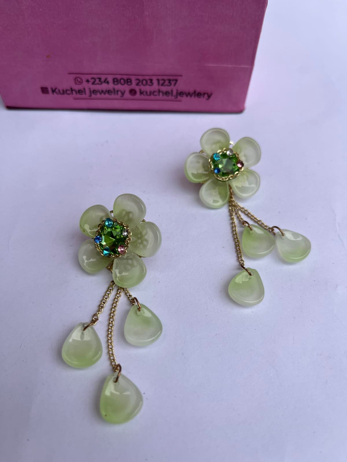 Lemon Green Flower Earrings