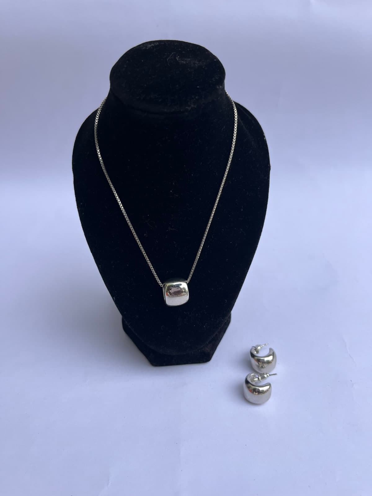 Silver earrings and necklace set