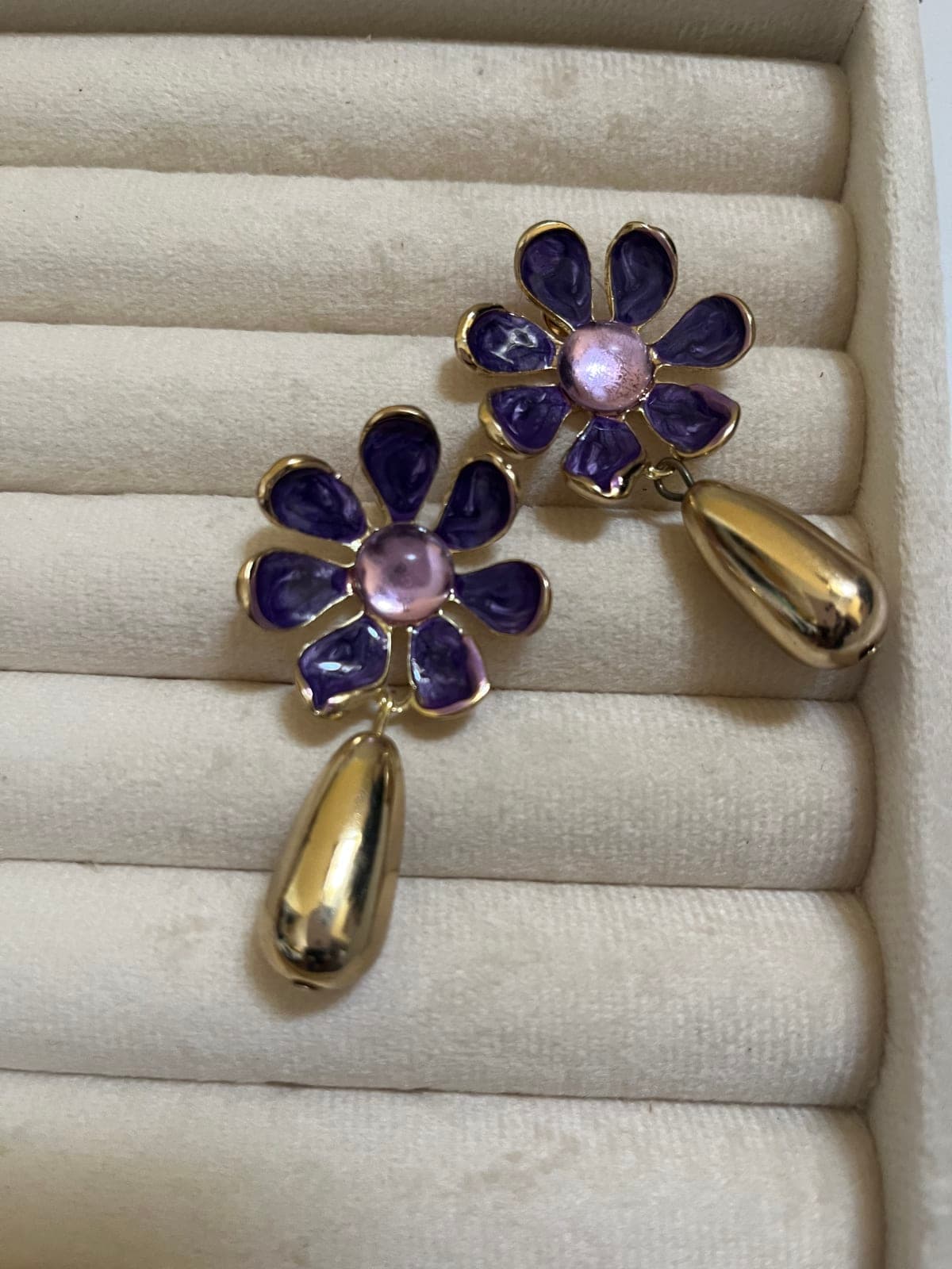 Purple Flower Earrings