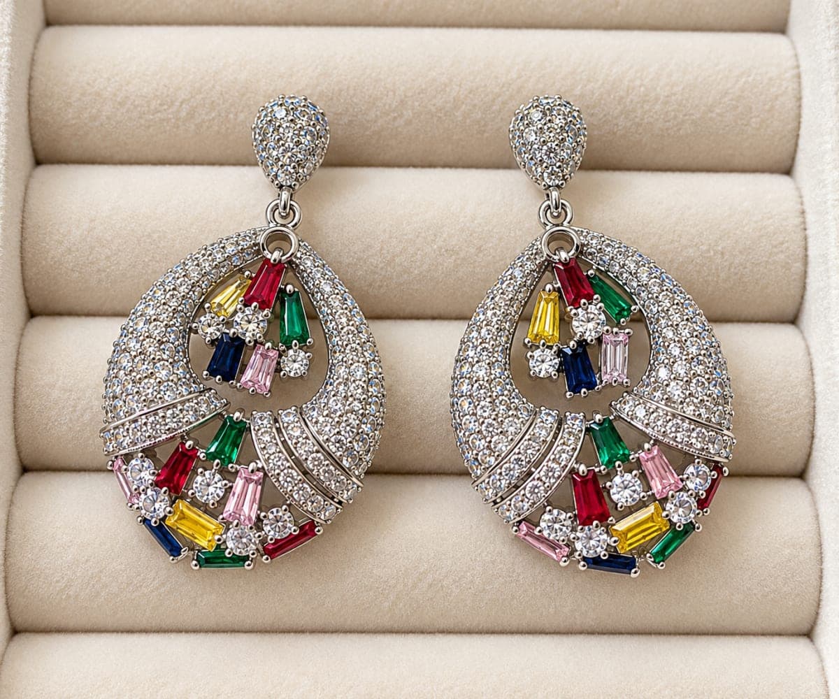 Silver Zirconia Multiclor earrings